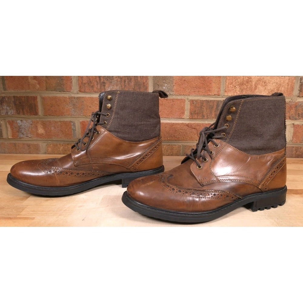 Ben Sherman Mens Daryl Brown Leather Wingtip Boots Brogue Size 12M - Picture 3 of 9
